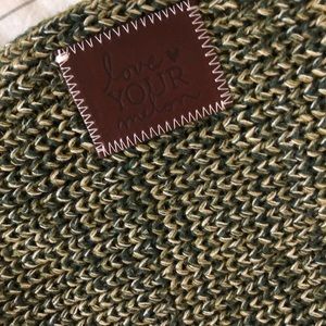 Olive green and brown infinity scarf